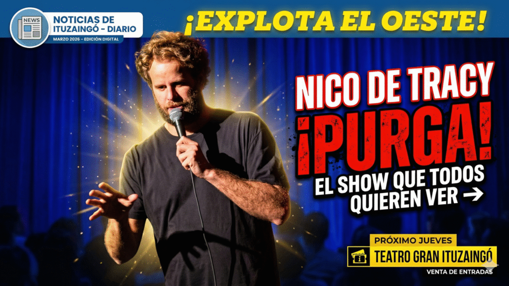 Nico de Tracy en el Teatro Gran Ituzaingó presentando su show de stand up Purga. Cartelera de espectáculos en zona oeste.