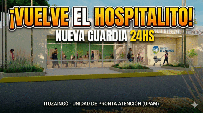 Fachada de la nueva UPAM Ituzaingó en el histórico Hospitalito de Brandsen, salud pública gratuita 24 horas.