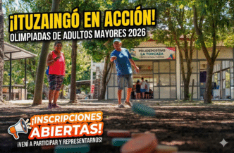 Adultos mayores de Ituzaingó participando y jugando en las Olimpiadas Virgen de Luján 2026. Inscripciones abiertas en el Polideportivo La Torcaza.