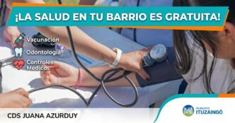 Operativo de salud gratuita en Ituzaingó: control médico, vacunación y odontología en el CDS Juana Azurduy.