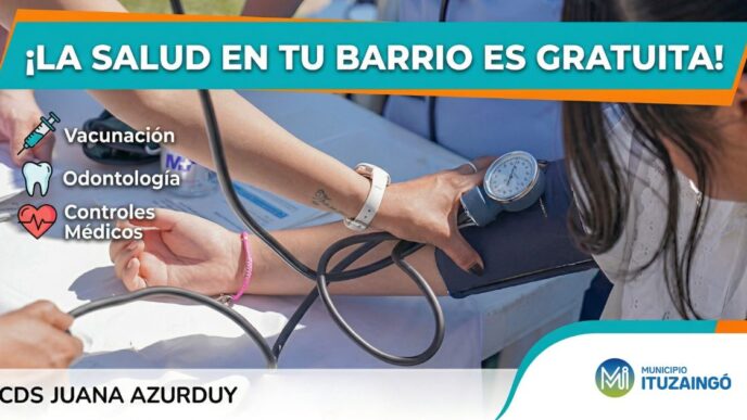 Operativo de salud gratuita en Ituzaingó: control médico, vacunación y odontología en el CDS Juana Azurduy.