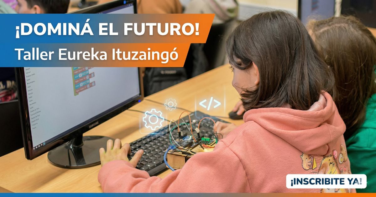 Adolescentes aprendiendo robótica y programación en el taller de informática en Ituzaingó dictado por la Escuela Eureka.