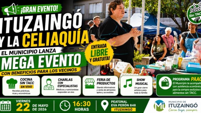Jornada de celiaquía en Ituzaingó con beneficios del Programa PAAC y cocina sin TACC en vivo.