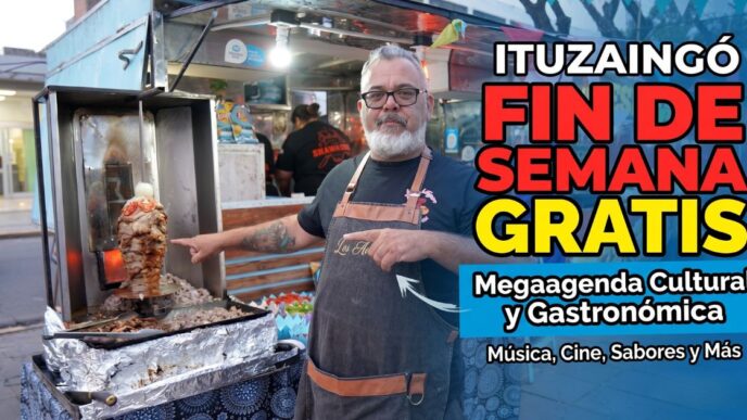 Puesto de gastronomía en la West Food Fest de Ituzaingó, parte de la megaagenda cultural gratuita y de entretenimiento impulsada por el Municipio para este fin de semana.