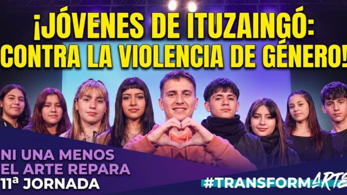 Multitudinaria jornada Ni Una Menos en Ituzaingó con Pablo Descalzo y estudiantes locales contra la violencia