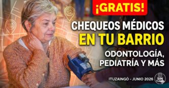 Vecina de Ituzaingó atendiéndose en los operativos de salud gratuitos. Chequeos médicos gratis en los barrios sin turno.