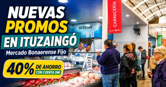 Miniatura de la noticia sobre el Mercado Bonaerense Fijo de Ituzaingó, con nuevas promociones, vecinos comprando y 40% de ahorro con Cuenta DNI.