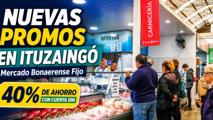Miniatura de la noticia sobre el Mercado Bonaerense Fijo de Ituzaingó, con nuevas promociones, vecinos comprando y 40% de ahorro con Cuenta DNI.