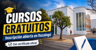 Miniatura de cursos gratuitos en Ituzaingó con inscripción abierta, certificado oficial y fachada del Centro de Formación Profesional Paula Albarracín.
