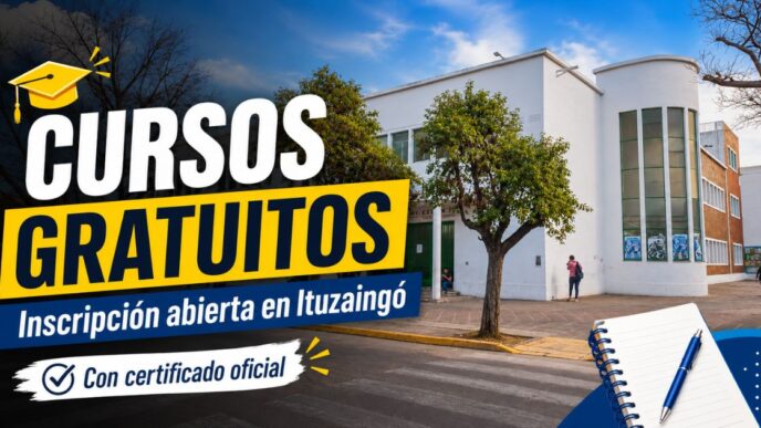 Miniatura de cursos gratuitos en Ituzaingó con inscripción abierta, certificado oficial y fachada del Centro de Formación Profesional Paula Albarracín.