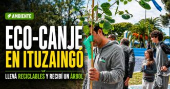 Eco-Canje en Ituzaingó: vecinos reciben árboles nativos a cambio de materiales reciclables