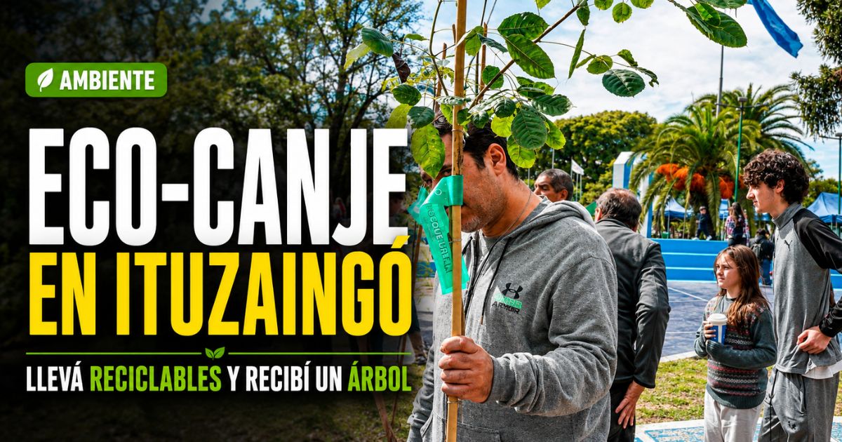 Eco-Canje en Ituzaingó: vecinos reciben árboles nativos a cambio de materiales reciclables
