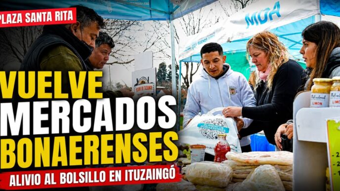 Mercados Bonaerenses en Ituzaingó vuelve a Plaza Santa Rita con alimentos a precios accesibles y beneficios para los vecinos.