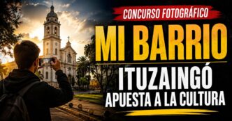 Concurso fotográfico Mi Barrio Ituzaingó con vecino fotografiando un rincón emblemático del distrito